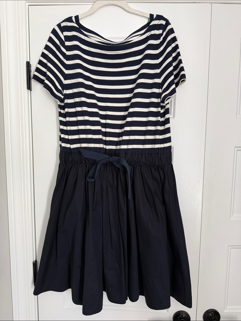 kate spade Navy and White Striped Waist-Tie Mini Dress